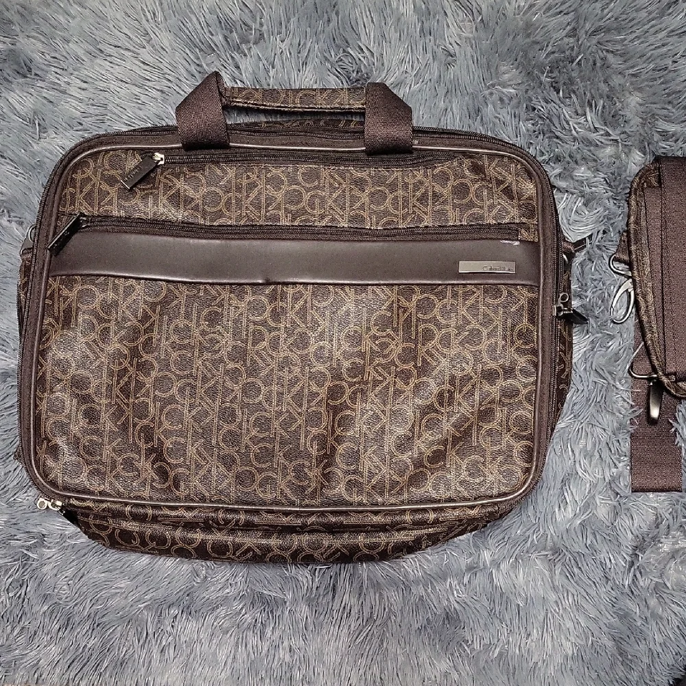 Calvin Klein Dark Brown Monogram Briefcase